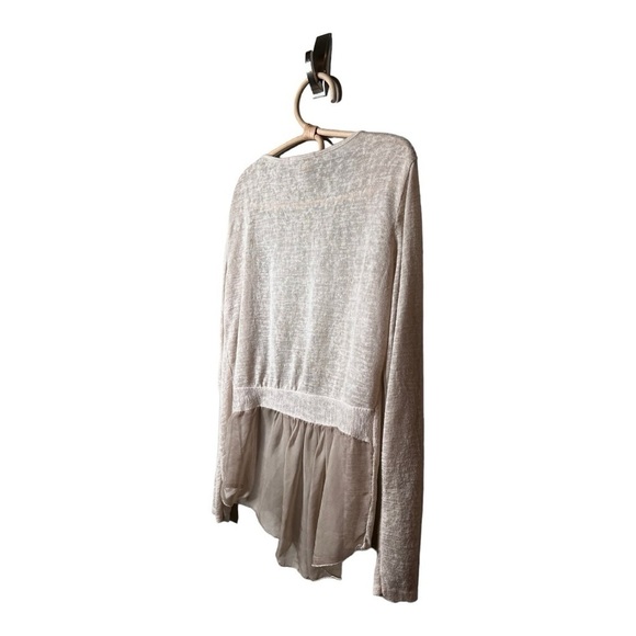 Elena Baldi Oat Sheer Cardigan with Contrasting Silky Hem Made in Italy Size L - Picture 7 of 12